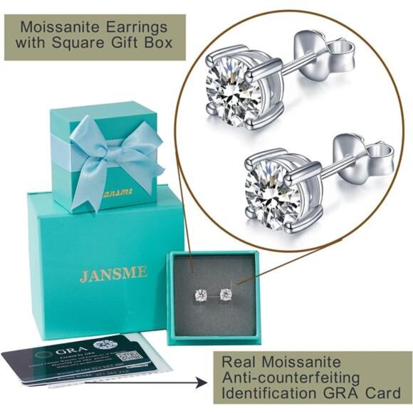 1/2/3ct Moissanite Stud Earrings for Women 925 Sterling Silver - Picture 6 of 7